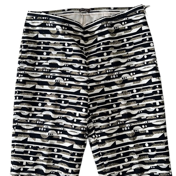 J. McLaughlin Sydney Black & Metallic Gold Geometric Print Pants - 4 - Picture 2 of 11
